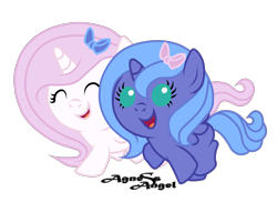 Size: 2200x1600 | Tagged: safe, artist:agnessangel, princess celestia, princess luna, alicorn, pony, baby, baby pony, cewestia, cute, filly, foal, hair bow, simple background, transparent background, woona, younger