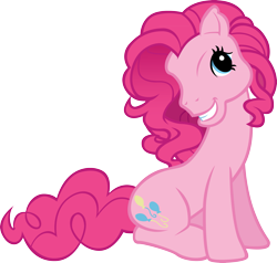 Size: 3325x3163 | Tagged: safe, artist:sircinnamon, pinkie pie, earth pony, pony, g3, grin, looking at you, pinkie blind, simple background, smiling, solo, transparent background, vector