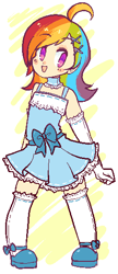 Size: 242x560 | Tagged: safe, artist:eatdicks, rainbow dash, clothes, dress, humanized, lolita fashion, rainbow dash always dresses in style