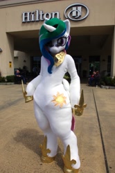 Size: 2848x4288 | Tagged: safe, artist:toki, princess celestia, human, 2014, cosplay, everfree northwest, female, fursuit, irl, irl human, looking at you, photo, solo, sunglasses