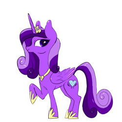 Size: 1000x1000 | Tagged: safe, artist:helloiamyourfriend, artist:yourfriendsalamisalamander, princess cadance, alicorn, pony, /mlp/, 4chan, alternate color palette, female, mare, princess shoes, purple, raised hoof, simple background, solo, white background