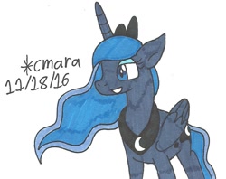 Size: 844x667 | Tagged: safe, artist:cmara, princess luna, alicorn, pony, female, horn, mare, solo, traditional art