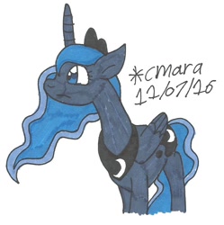 Size: 756x760 | Tagged: safe, artist:cmara, princess luna, alicorn, pony, female, horn, mare, solo, traditional art