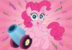 Size: 7765x5435 | Tagged: safe, artist:aleximusprime, artist:tim015, pinkie pie, earth pony, pony, absurd resolution, colored, confetti, party cannon