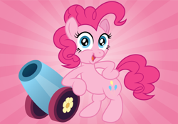 Size: 1024x717 | Tagged: safe, artist:aleximusprime, artist:tim015, pinkie pie, earth pony, pony, colored, party cannon