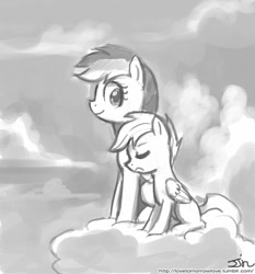 Size: 735x788 | Tagged: safe, artist:johnjoseco, rainbow dash, scootaloo, pegasus, pony, grayscale, monochrome, scootalove