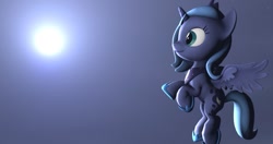 Size: 1231x649 | Tagged: safe, artist:sugarcube-cake, princess luna, alicorn, pony, 3d, filly, moon, rearing, shadow, simple, solo, source filmmaker, woona, younger