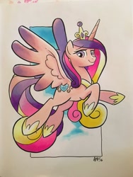 Size: 600x800 | Tagged: safe, artist:tonyfleecs, princess cadance, alicorn, pony, flying, solo, traditional art