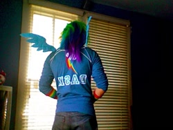 Size: 640x480 | Tagged: safe, artist:cosamour, rainbow dash, human, cosplay, irl, irl human, photo, rule 63, solo