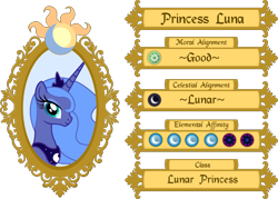 Size: 1036x740 | Tagged: safe, artist:andrevus, princess luna, character profile, palette swap, recolor, s1 luna, simple background, solo, transparent background