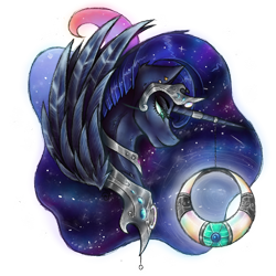 Size: 1600x1600 | Tagged: safe, artist:cross-the-swirl, princess luna, alicorn, pony, galaxy mane, horn jewelry, jewelry, simple background, solo, transparent background