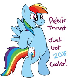 Size: 837x954 | Tagged: safe, artist:thedoggygal, rainbow dash, pegasus, pony, 20% cooler, dancing, pelvic thrust, solo