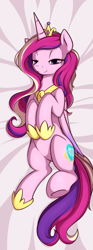 Size: 397x1067 | Tagged: safe, artist:theparagon, princess cadance, alicorn, pony, adorasexy, bedroom eyes, body pillow, body pillow design, cute, cutedance, featureless crotch, female, looking at you, mare, on back, sexy, smiling, solo, underhoof