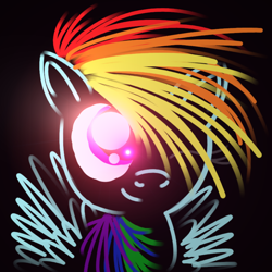 Size: 800x800 | Tagged: safe, artist:tenebristayga, rainbow dash, pegasus, pony, cute, female, filly, neon, young