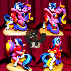 Size: 1024x1024 | Tagged: safe, artist:hampony, artist:harwick, princess cadance, shining armor, alicorn, pony, unicorn, dancing, duo, female, figurine, handmade, heart, irl, love, male, photo, sculpture, shiningcadance, shipping, straight, traditional art, waltz