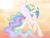 Size: 960x720 | Tagged: safe, artist:midnightsketches, princess celestia, alicorn, pony, eyes closed, flying, gradient background, happy, magic, raised hoof, smiling, solo, spread wings
