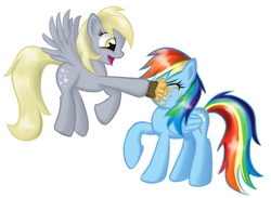 Size: 1119x820 | Tagged: safe, artist:ohthatandy, derpy hooves, rainbow dash, pegasus, pony, female, mare, muffin