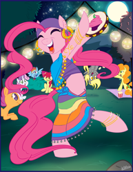 Size: 638x825 | Tagged: safe, artist:bunnimation, apple bloom, carrot top, derpy hooves, golden harvest, pinkie pie, rainbow dash, scootaloo, sweetie belle, pegasus, pony, :3, cutie mark crusaders, dancing, female, gypsy magic, mare, romani, wingboner