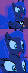 Size: 756x1933 | Tagged: safe, edit, edited screencap, screencap, princess luna, alicorn, pony, luna eclipsed, cropped, female, mare, open mouth, reaction image, screencap comic, solo, tenso