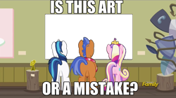 Size: 1563x878 | Tagged: safe, edit, edited screencap, screencap, princess cadance, shining armor, alicorn, pegasus, pony, unicorn, a flurry of emotions, a thousand nights in a hallway, art or a mistake, exploitable meme, female, image macro, male, mare, meme, stallion, template