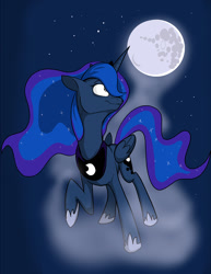 Size: 986x1276 | Tagged: safe, artist:secoh2000, princess luna, alicorn, pony, mare in the moon, moon, solo, stars