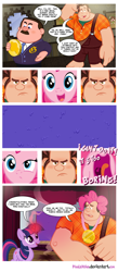 Size: 900x2067 | Tagged: safe, artist:pixelkitties, pinkie pie, twilight sparkle, earth pony, pony, comic, crossover, gene, ralph, wreck-it ralph