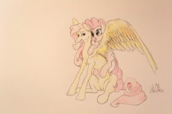 Size: 900x597 | Tagged: safe, artist:anoldmate, fluttershy, pinkie pie, earth pony, pegasus, pony, female, mare, realistic