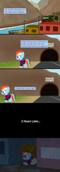 Size: 1280x3644 | Tagged: safe, artist:dtcx97, rainbow dash, pegasus, pony, clothes, comic, filly, rain, sweater, the ponyville diaries, tumblr