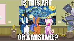 Size: 1563x878 | Tagged: safe, edit, edited screencap, screencap, princess cadance, shining armor, spearhead, alicorn, pony, unicorn, a flurry of emotions, a thousand nights in a hallway, art or a mistake, exploitable meme, image macro, meme, starry night, the starry night, vincent van gogh