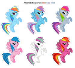 Size: 2900x2600 | Tagged: safe, artist:nethear, artist:pika-robo, blossomforth, feathermay, firefly, rainbow dash, rainbow dash (g3), pegasus, pony, g1, g3, g4, alternate costumes, female, g1 to g4, g3 to g4, generation leap, mare, palette swap, race swap, recolor, simple background, transparent background, vector