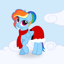 Size: 650x650 | Tagged: safe, artist:bpie, rainbow dash, pegasus, pony, alternate hairstyle, clothes, rainbow dash always dresses in style, scarf, skirt