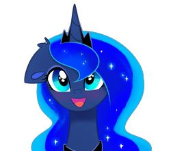 Size: 1600x1413 | Tagged: safe, artist:elementalokami, princess luna, alicorn, pony, blushing, cute, happy, looking at you, lunabetes, open mouth, simple background, solo, transparent background