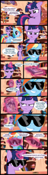 Size: 1500x5415 | Tagged: safe, artist:foxy-noxy, rainbow dash, rarity, twilight sparkle, pegasus, pony, unicorn, comic, pun