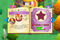 Size: 960x640 | Tagged: safe, sunset shimmer, pony, unicorn, book, canterlot, female, game screencap, gameloft, mare, solo