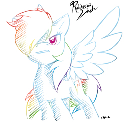 Size: 1025x1001 | Tagged: safe, artist:lavenderkhajiit, rainbow dash, pegasus, pony, blue coat, female, mare, multicolored mane, pastel