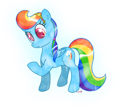 Size: 821x712 | Tagged: safe, artist:c-puff, rainbow dash, pegasus, pony, blue coat, crystallized, female, mare, multicolored mane, solo