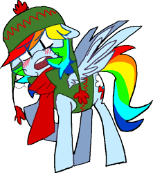 Size: 643x728 | Tagged: safe, artist:ghost, rainbow dash, pegasus, pony, blushing, clothes, hat, scarf