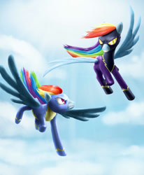 Size: 823x1000 | Tagged: safe, artist:rautakoura, rainbow dash, pegasus, pony, clothes, shadowbolt dash, shadowbolts, shadowbolts costume, wonderbolts, wonderbolts uniform