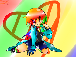 Size: 720x540 | Tagged: safe, artist:princessalchemist, rainbow dash, clothes, female, heart, humanized, multicolored hair