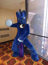 Size: 960x1280 | Tagged: artist needed, safe, artist:atalonthedeer, princess luna, fursuit, irl, looking at you, photo, solo