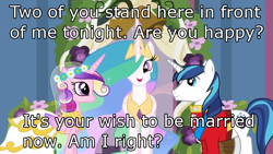 Size: 676x380 | Tagged: safe, edit, edited screencap, screencap, princess cadance, princess celestia, shining armor, alicorn, pony, unicorn, a canterlot wedding, female, image macro, jack and the beanstalk, mare, meme