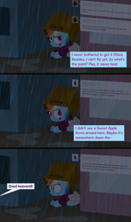 Size: 1280x2182 | Tagged: safe, artist:dtcx97, rainbow dash, pegasus, pony, ask, clothes, filly, rain, sweater, the ponyville diaries, tumblr