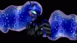 Size: 2560x1440 | Tagged: safe, artist:crazysurprise, princess luna, alicorn, pony, crying, galaxy mane, nightmare forces, possession, solo