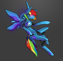 Size: 2228x2155 | Tagged: safe, artist:pon-ee, rainbow dash, pegasus, pony, robot, dashbot, simple background, solo