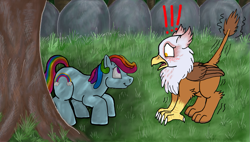 Size: 933x530 | Tagged: safe, artist:ratdust, rainbow dash, rainbow dash (g3), oc, oc:grizelda, pegasus, pony, g3