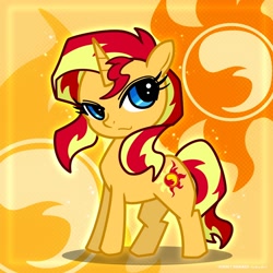 Size: 1500x1500 | Tagged: safe, artist:.mao, sunset shimmer, pony, unicorn, cutie mark, pixiv, simple background, solo