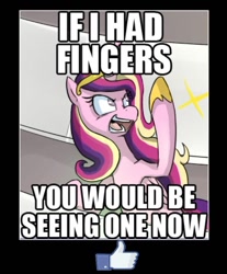 Size: 600x725 | Tagged: safe, artist:uc77, princess cadance, alicorn, pony, facebook, image macro, implied middle finger, meme, motivational poster, thumbs up