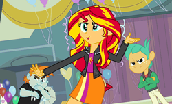 Size: 513x311 | Tagged: safe, snails, snips, sunset shimmer, equestria girls, equestria girls (movie), balloon