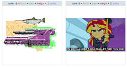 Size: 534x284 | Tagged: safe, sunset shimmer, twilight sparkle, equestria girls, exploitable meme, image macro, juxtaposition, juxtaposition win, meme, reaction image, wat