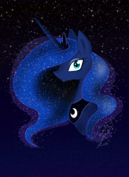 Size: 5100x7013 | Tagged: safe, artist:lazyraviolli, princess luna, alicorn, pony, absurd resolution, solo, space